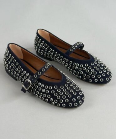 Ballerine en cuir suédé Bleu nuit