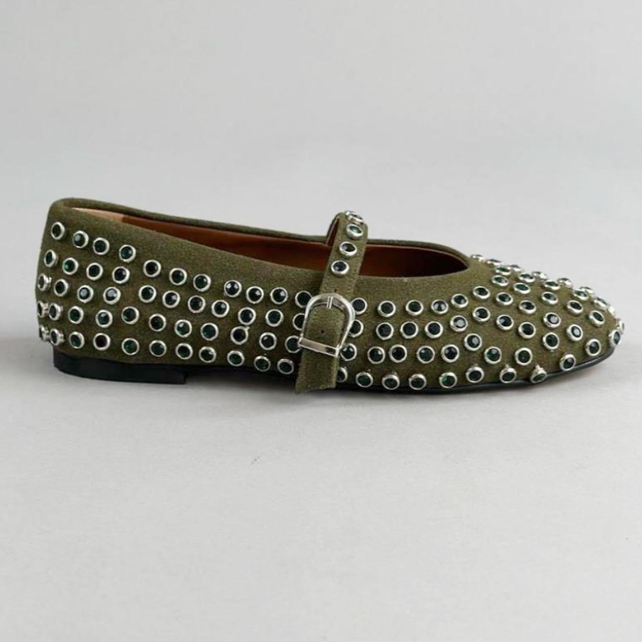 Ballerines en cuir suédé Kaki – Image 5