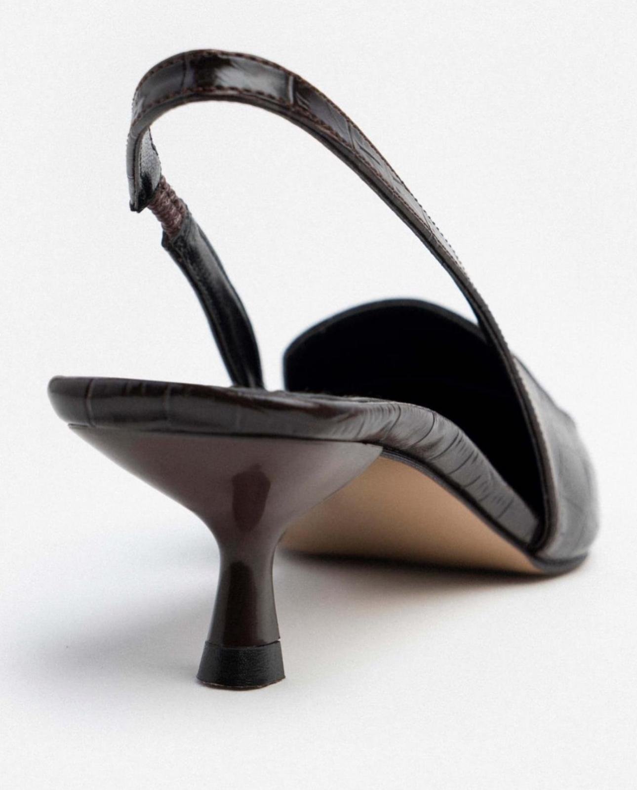 Kitten heels effet croco Marron – Image 2