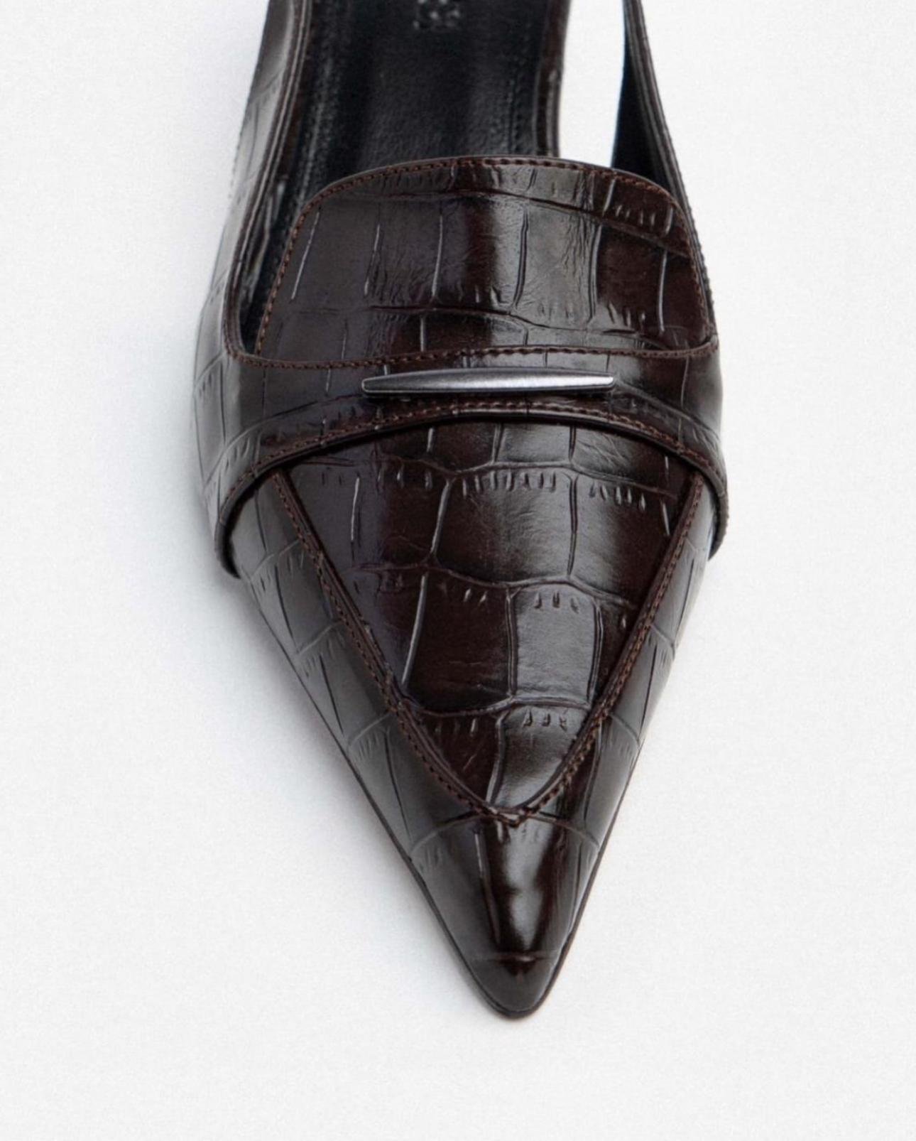 Kitten heels effet croco Marron – Image 3