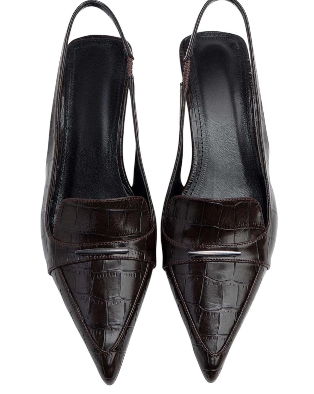 Kitten heels effet croco Marron – Image 4