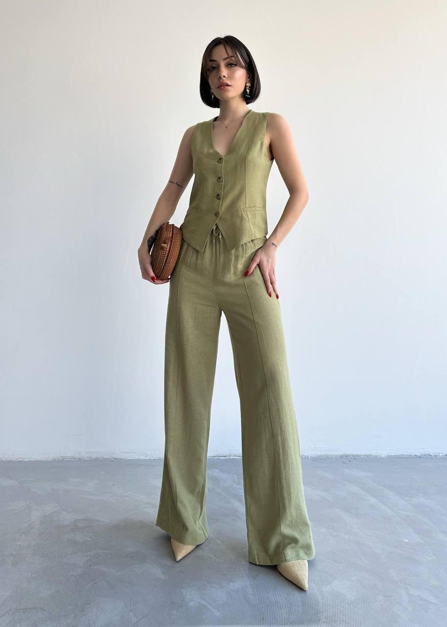 Ensemble gilet pantalon en lin – Image 5