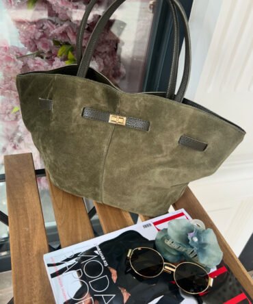 Sac en cuir suédé vert Olive