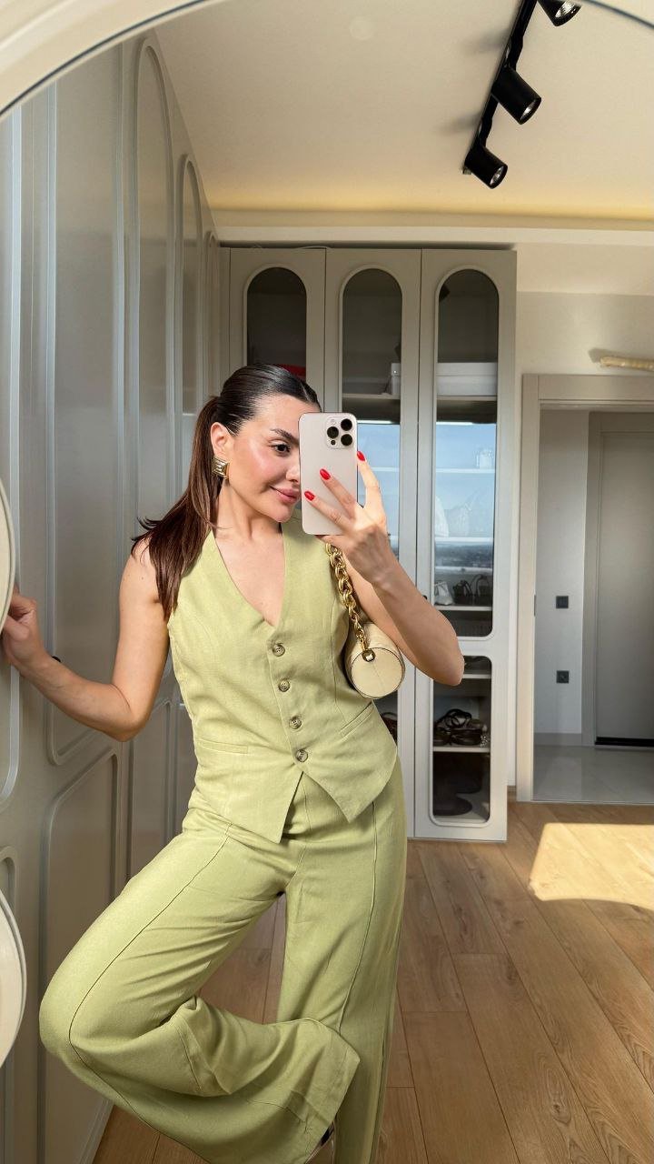 Ensemble gilet pantalon en lin – Image 2