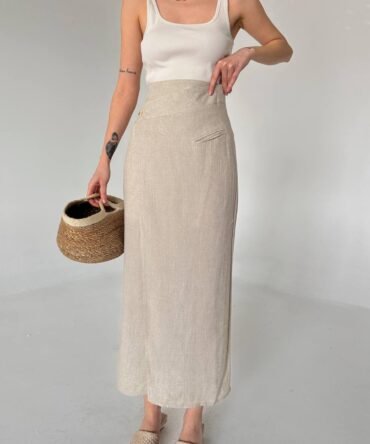 Jupe portefeuille en lin