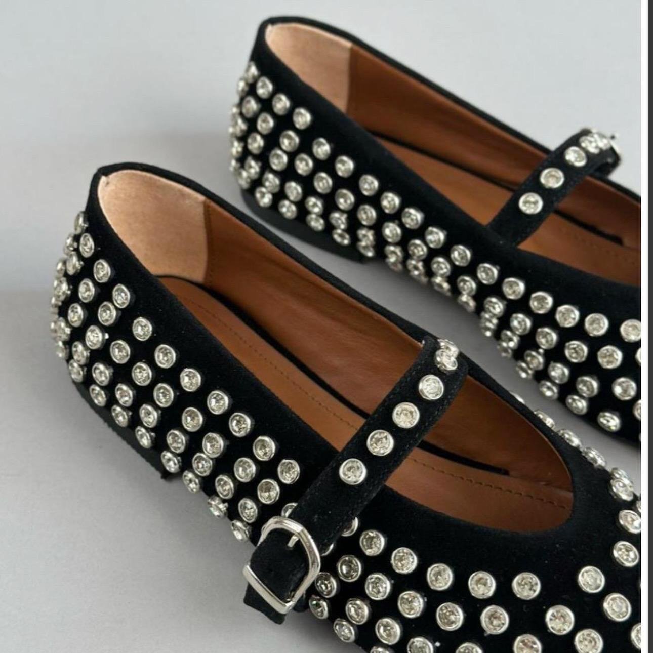 Ballerine en cuir suédé Noir – Image 2