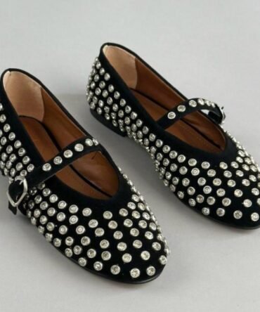 Ballerine en cuir suédé Noir