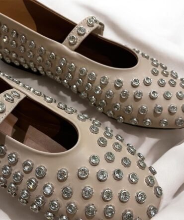 Ballerines à strass beige