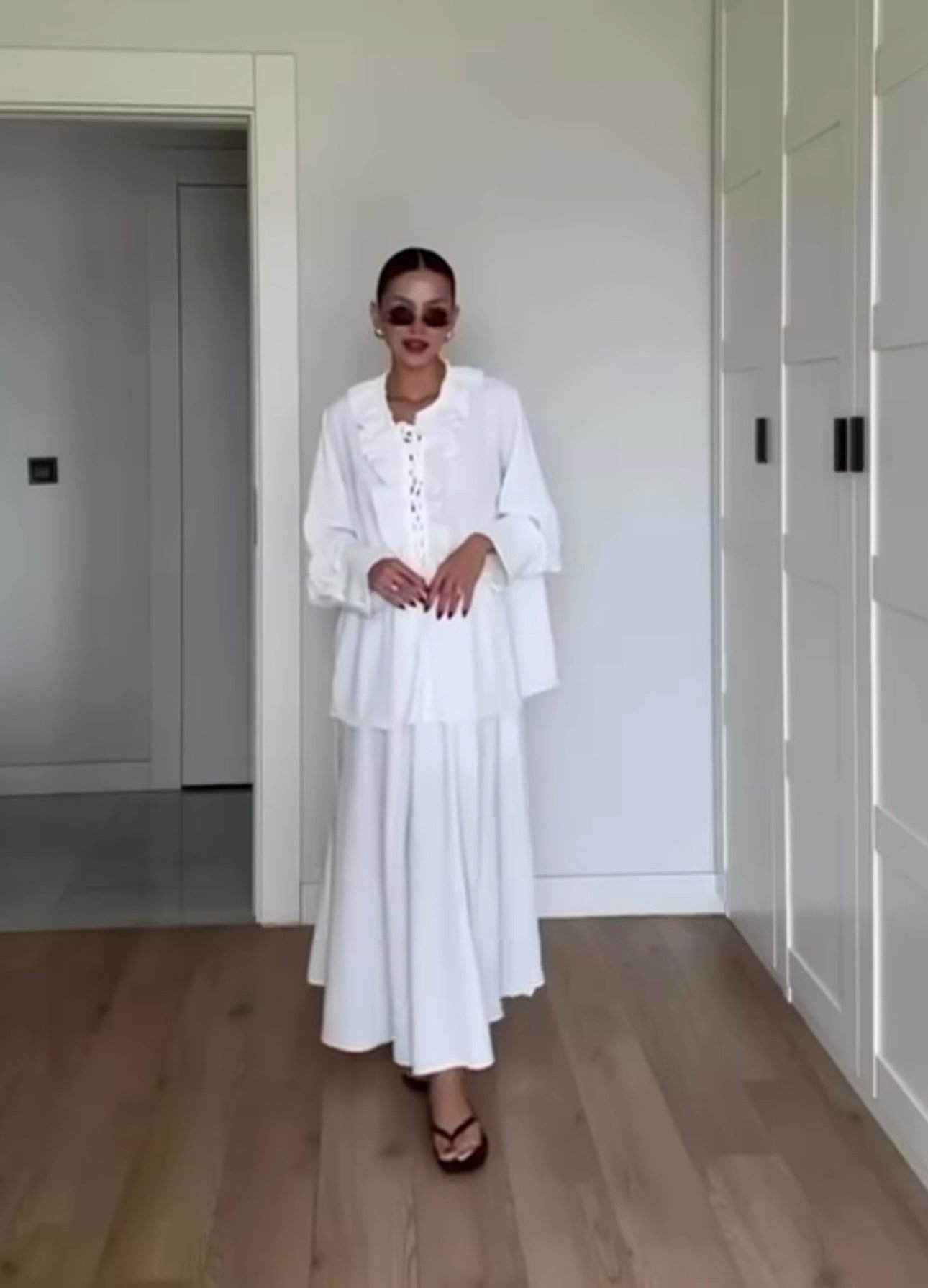 Ensemble chemise et jupe longue - Blanc – Image 2