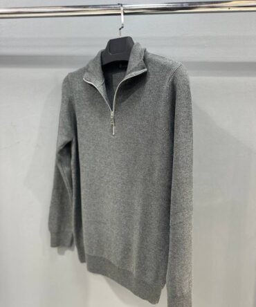 Pull col zippé gris