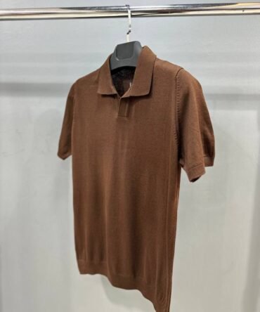 polo en maille fine marron
